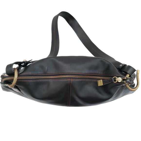 MAXX New York shoulder bag black accordion crossbody leather everyday purse - Picture 5 of 10